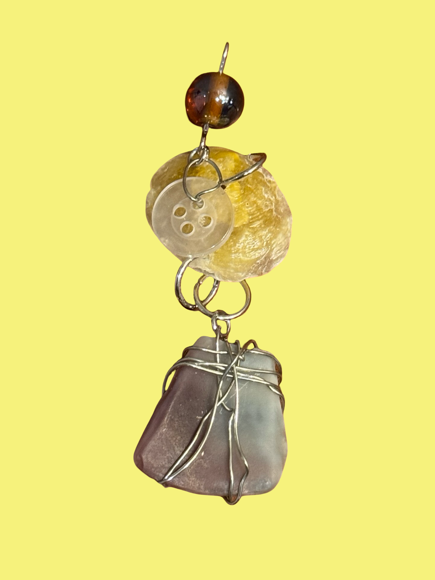 Button and Stone Pendant
